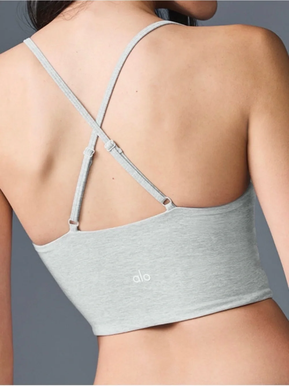 ALO Yoga Alosoft Highlight Bra in Athletic Heather Gray Size Large